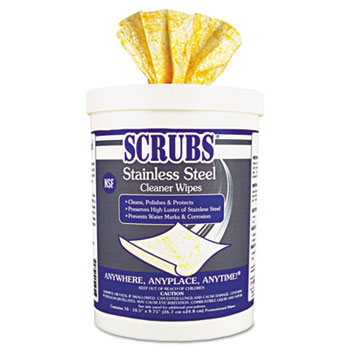 SCRUBS Stainless Steel Cleaner Towels, 9 3/4&quot; x 10 1/2&quot;, 70/PK, 6 PK/CT