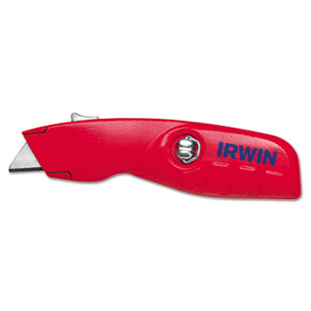 IRWIN&#174; Self-Retracting Safety Knife, 1 Retractable Blade, Red/Silver