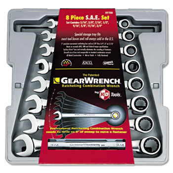 GearWrench&#174; GearWrench 8-Piece Ratcheting-Box Combo Wrench Set, SAE, 5/16&quot; to 3/4&quot;, 12-Pt Bx