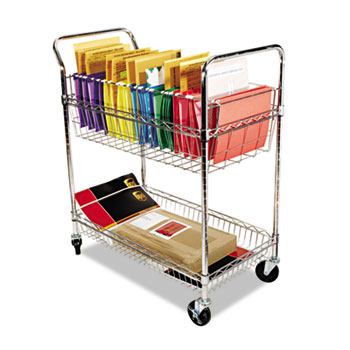 Alera Carry-all Cart/Mail Cart, Two-Shelf, 34.88w x 18d x 39.5h, Silver
