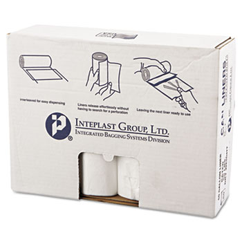 Inteplast Group High-Density Can Liner, 38 x 58, 60gal, 14mic, Clear, 25/Roll, 8 Rolls/Carton
