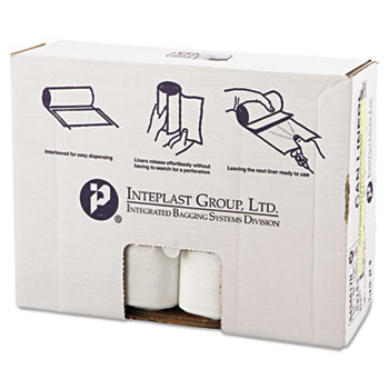 Inteplast Group High-Density Can Liner, 43 x 48, 60gal, 17mic, Clear, 25/Roll, 8 Rolls/Carton