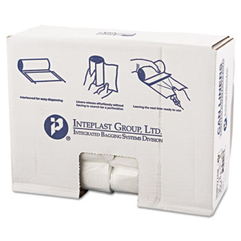 Inteplast Group High-Density Can Liner, 30 x 37, 30gal, 16mic, Clear, 25/Roll, 20 Rolls/Carton