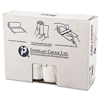 Inteplast Group High-Density Can Liner, 40 x 48, 45gal, 16mic, Clear, 25/Roll, 10 Rolls/Carton