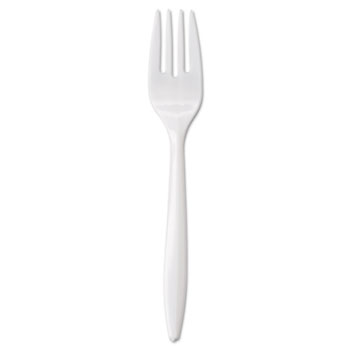 GEN Wrapped Cutlery, 6 1/8&quot; Fork, Mediumweight, Polypropylene, White, 1,000/Carton