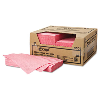 Chix&#174; Wet Wipes, 11 1/2 x 24, White/Pink, 200/Carton
