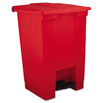 Rubbermaid&#174; Commercial Indoor Utility Step-On Waste Container, Square, Plastic, 12gal, Red