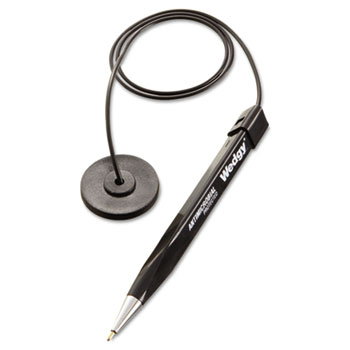 MMF Industries™ Wedgy Antimicrobial Coil Ballpoint Counter Pen with Round Base, Blue Ink, Medium