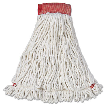 Rubbermaid&#174; Commercial Web Foot Wet Mop Head, Shrinkless, Cotton/Synthetic, White, Large, 6/Carton