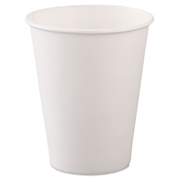 SOLO&#174; Cup Company Single-Sided Poly Paper Hot Cups, 8oz, White, 50/Bag, 20 Bags/Carton
