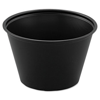 SOLO&#174; Cup Company Polystyrene Portion Cups, 4oz, Black, 250/Bag, 10 Bags/Carton