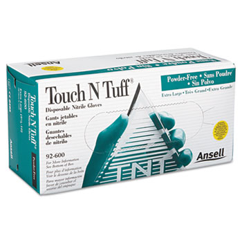 AnsellPro Touch N Tuff Nitrile Gloves, Teal, Size 9.5 10, 100/Box