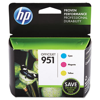 HP 951 Ink Cartridges - Cyan, Magenta, Yellow, 3 Cartridges (CR314FN)