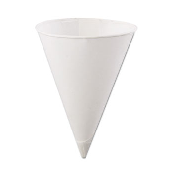Konie&#174; Rolled-Rim Paper Cone Cups, 4.5oz, White, 200/Bag, 25 Bags/Carton