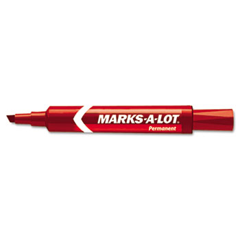 Marks-A-Lot&#174; Desk-Style Permanent Marker, Chisel Tip, Red
