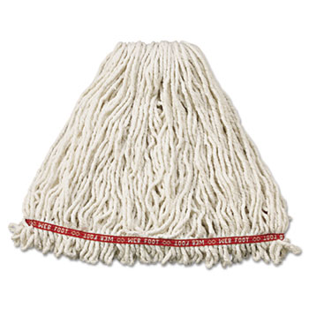 Rubbermaid&#174; Commercial Web Foot Wet Mop Head, Shrinkless, Cotton/Synthetic, White, Large, 6/CT