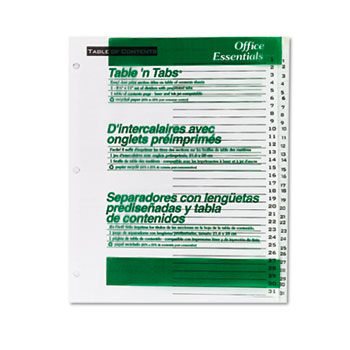 Office Essentials™ Table &#39;n Tabs&#174; Dividers with White Tabs, 1-31 Tab