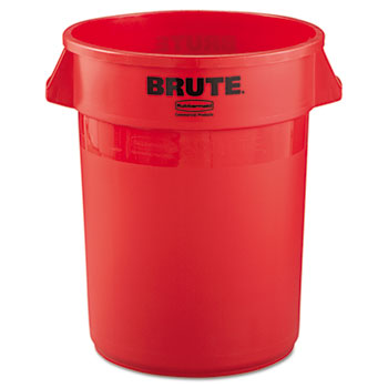 Rubbermaid&#174; Commercial Round Brute Container, Plastic, 32 gal, Red