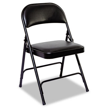 Alera Steel Folding Chair with Two-Brace Support, Graphite Seat/Graphite Back, Graphite Base, 4/Carton