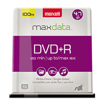 Maxell&#174; DVD+R Discs, 4.7GB, 16x, Spindle, Silver, 100/Pack