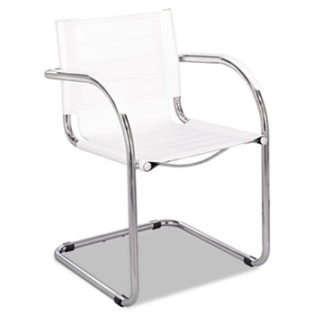 Safco Flaunt Series Guest Chair, White Leather/Chrome