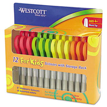 Westcott&#174; Kids Scissors, 5&quot; Blunt, Assorted, 12/Pack