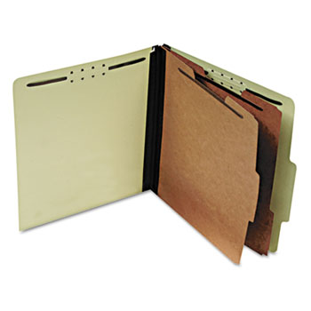 Pendaflex Six-Section Pressboard Folders, Letter, Light Green, 10/Box
