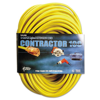 CCI&#174; Vinyl Outdoor Extension Cord, 100 Ft, 15 Amp, Yellow
