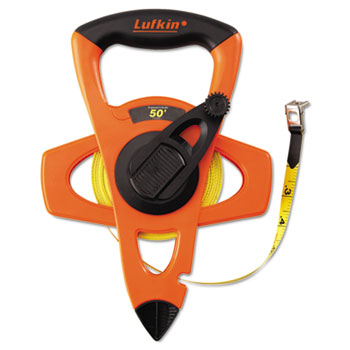 Lufkin Engineer Hi-Viz Fiberglass Measuring Tape, 1/2&quot;x50ft, Yellow Blade, Orange Case