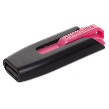 Verbatim&#174; Store &#39;n&#39; Go V3 USB 3.0 Drive, 16GB, Black/Hot Pink