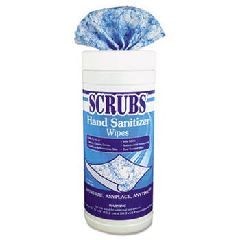 SCRUBS Antimicrobial Hand Sanitizer Wipes, Cloth, 6&quot; x 8&quot;, 50 Wipes