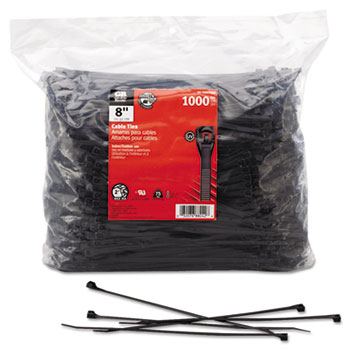 GB&#174; Standard Cable Ties, 8&quot; Long, .17&quot; Wide, .055&quot; Thick, UV Black