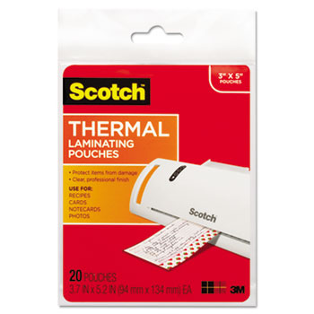 Scotch™ Index Card Size Thermal Laminating Pouches, 5 mil, 5 3/8 x 3 3/4, 20/Pack