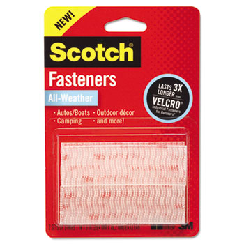 Scotch™ Hook and Loop Fastener Tape, 1&quot; x 3&quot;, two sets, Clear