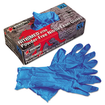 Memphis Nitri-Med Disposable Nitrile Gloves, Blue, Extra Large, 100/Box