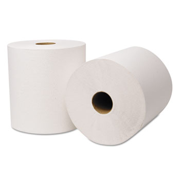 Wausau Paper EcoSoft Universal Roll Towels, 800 ft x 8 in, White, 6 Rolls/Carton