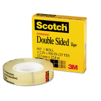 Scotch™ Double-Sided Tape, 1/2&quot; x 900&quot;, 1&quot; Core, Clear