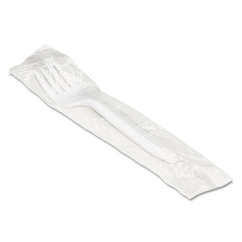 Boardwalk Mediumweight Wrapped Polypropylene Cutlery, Fork, White, 1000/Carton