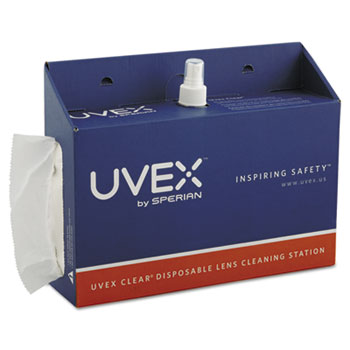 Honeywell Uvex Portable Lens Cleaning Station, 1500 Tissues and 16oz Bottle of Solution