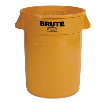 Rubbermaid&#174; Commercial Round Brute Container, Plastic, 32 gal, Yellow