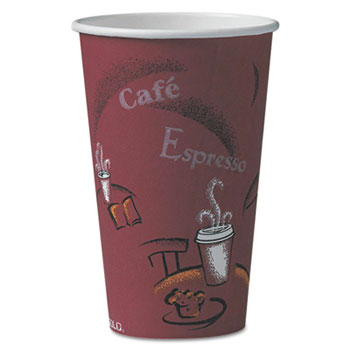 SOLO&#174; Cup Company Bistro Design Hot Drink Cups, Paper, 16oz, Maroon, 50/Pack