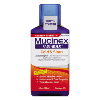 Mucinex&#174; Maximum Strength Fast-Max&#174; Cold &amp; Sinus Liquid, 6 oz. Bottle