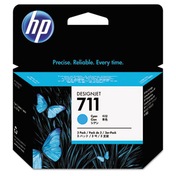 HP 711, (CZ134A) 3-pack Cyan Original Ink Cartridges
