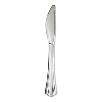 WNA Heavyweight Plastic Knives, Silver, 7 1/2&quot;, Reflections Design, 600/Carton