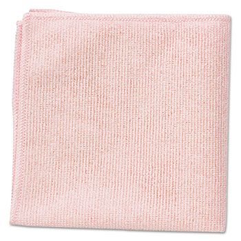 Rubbermaid&#174; Commercial Light Commercial Microfiber Cloth, 16 x 16 inch, Pink, 24/PK