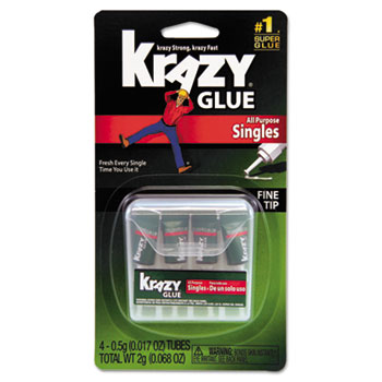 Krazy Glue&#174; Krazy Glue Single-Use Tubes w/Storage Case, 0.07 oz, 4/Pack