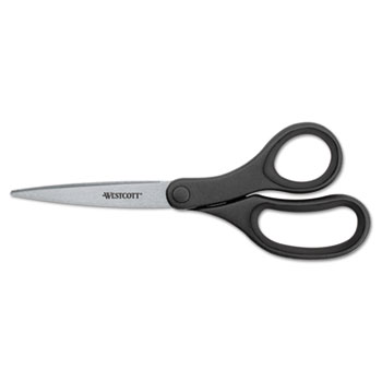 Westcott&#174; KleenEarth Basic Plastic Handle Scissors, 9&quot; Long, Pointed, Black