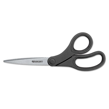 Westcott&#174; KleenEarth Basic Plastic Handle Scissors, 8&quot; Long, Bent, Black