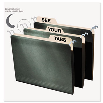 find It Hanging File Folders with Innovative Top Rail, Letter, Green, 20/Pack