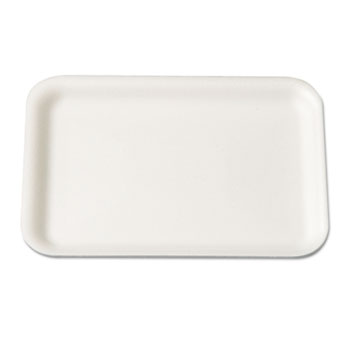 Genpak&#174; Supermarket Tray, Foam, White, 8-1/4x5-3/4, 125/Bag